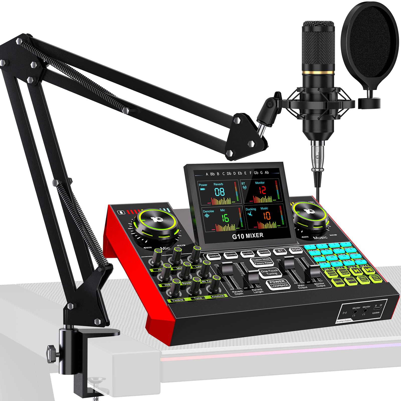 未使用級✨Tenlamp G10 Audio Mixer オーディオミキサー Amazon.com: tenlamp Podcast Microphone Bundle with Live Sound Card